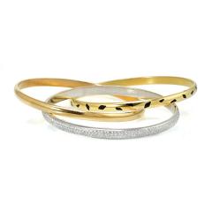  Cartier CARTIER TRINITY 18K YELLOW GOLD DIAMOND SPOTTED LACQUER SLIP ON BRACELET - 1704852