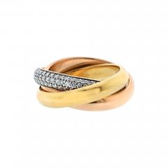  Cartier CARTIER TRINITY TRICOLORS 18K TRI COLOR 1999 ONE PAVE BAND RING - 3020713