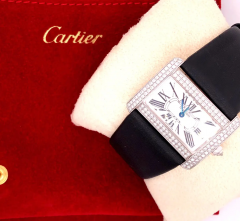  Cartier Cartier 18 Karat White Gold Mini Tank Divan Watch Diamond Paved Case - 2718109