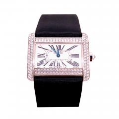  Cartier Cartier 18 Karat White Gold Mini Tank Divan Watch Diamond Paved Case - 2725758