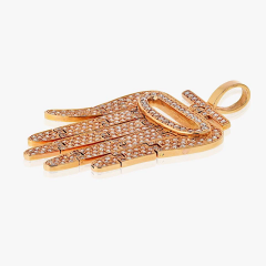  Cartier Cartier 18K Rose Gold Round Cut Pave Set Diamond Hamsa Pendant - 3843495