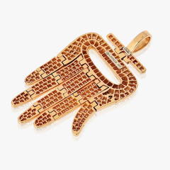  Cartier Cartier 18K Rose Gold Round Cut Pave Set Diamond Hamsa Pendant - 3843535