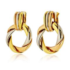  Cartier Cartier 18K Tri Color Door Knocker For Pierced Earrs Earrings - 4232125