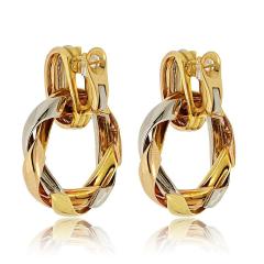  Cartier Cartier 18K Tri Color Door Knocker For Pierced Earrs Earrings - 4232127