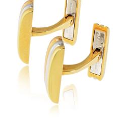  Cartier Cartier 18K Tri Color Ribbed Rectangular Cuff Links - 4814252