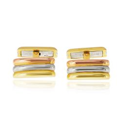  Cartier Cartier 18K Tri Color Ribbed Rectangular Cuff Links - 4817808