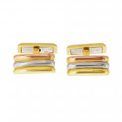  Cartier Cartier 18K Tri Color Ribbed Rectangular Cuff Links - 4817843