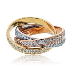 Cartier Cartier 18K Tri Color Small Model All Pave Set Ring - 4383120