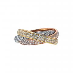  Cartier Cartier 18K Tri Color Small Model All Pave Set Ring - 4383905