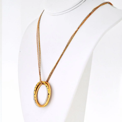  Cartier Cartier 18K Tri Color Trinity Diamond Spotted Panthere Circle Necklace - 3982202