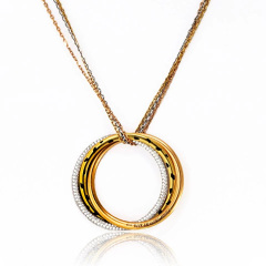  Cartier Cartier 18K Tri Color Trinity Diamond Spotted Panthere Circle Necklace - 3982203