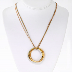  Cartier Cartier 18K Tri Color Trinity Diamond Spotted Panthere Circle Necklace - 3982208