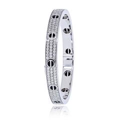  Cartier Cartier 18K WG Love All Diamond Pave Black Ceramic Size 18 With Cert Bracelet - 4511203