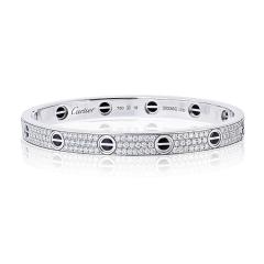  Cartier Cartier 18K WG Love All Diamond Pave Black Ceramic Size 18 With Cert Bracelet - 4512252
