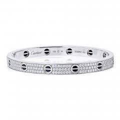  Cartier Cartier 18K WG Love All Diamond Pave Black Ceramic Size 18 With Cert Bracelet - 4512272