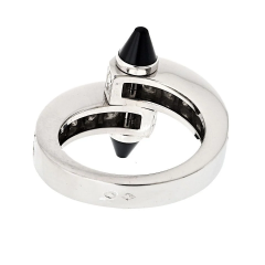  Cartier Cartier 18K White Gold Diamond And Onyx Menotte Ring - 3950202