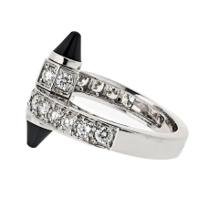  Cartier Cartier 18K White Gold Diamond And Onyx Menotte Ring - 3950203