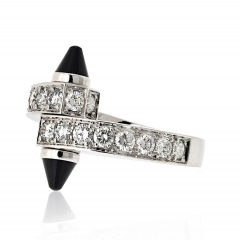  Cartier Cartier 18K White Gold Diamond And Onyx Menotte Ring - 3950205