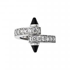  Cartier Cartier 18K White Gold Diamond And Onyx Menotte Ring - 3952249