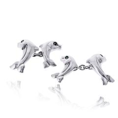  Cartier Cartier 18K White Gold Double Dolphin Cuff Links - 4814230