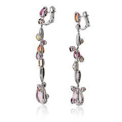  Cartier Cartier 18K White Gold Meli Melo Diamond Drop And Colorstone Earrings - 4423542