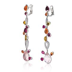  Cartier Cartier 18K White Gold Meli Melo Diamond Drop And Colorstone Earrings - 4423543