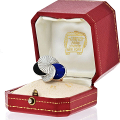  Cartier Cartier 18K White Gold Onyx Lapis And Diamond Ring - 3870364