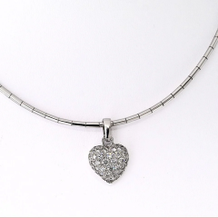  Cartier Cartier 18K White Gold Pave Diamond Heart Necklace - 4002874