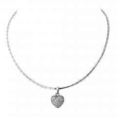  Cartier Cartier 18K White Gold Pave Diamond Heart Necklace - 4003989