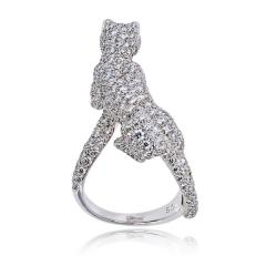  Cartier Cartier 18K White Gold Walking Diamond Panthere Ring - 4814267