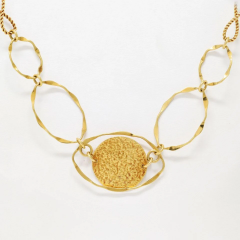  Cartier Cartier 18K Yellow Gold 1970s Wire Twist Disk Chain Necklace - 3747415