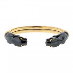  Cartier Cartier 18K Yellow Gold Double Head Hematite Cuff Bracelet - 4426321