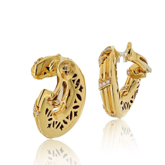  Cartier Cartier 18K Yellow Gold Fluted Diamond Vintage Earrings - 3832237