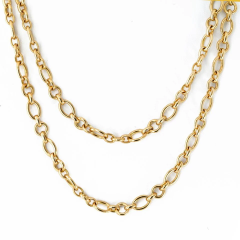  Cartier Cartier 18K Yellow Gold Oval And Round Chain 36 Inches Necklace - 3992082