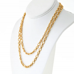  Cartier Cartier 18K Yellow Gold Oval And Round Chain 36 Inches Necklace - 3992083