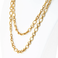  Cartier Cartier 18K Yellow Gold Oval And Round Chain 36 Inches Necklace - 3992084