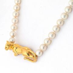  Cartier Cartier 18K Yellow Gold Panthere On A Pearl String Necklace - 3832269