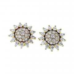  Cartier Cartier 18K Yellow Gold Starburst Cluster Vintage Retro Diamond Earrings - 4512266
