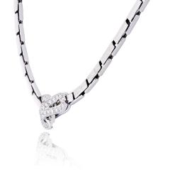  Cartier Cartier Agrafe 18K White Gold Link With Diamond Lock Necklace - 4473389