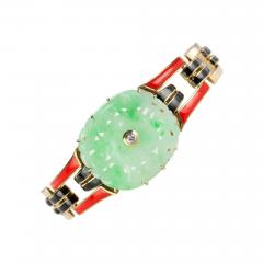  Cartier Cartier Art Deco Jade and Enamel Gold Bracelet - 198903