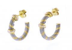  Cartier Cartier Cr oles Trinity Motif Hoop Earrings in 18K Gold Steel - 4175216