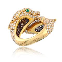  Cartier Cartier Dolphin 18K Yellow Gold Double Dolphin Diamond Ring - 4706972