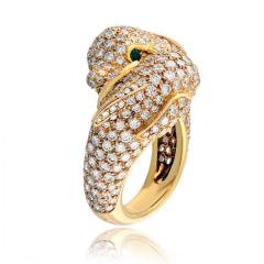  Cartier Cartier Dolphin 18K Yellow Gold Double Dolphin Diamond Ring - 4706974