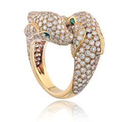  Cartier Cartier Dolphin 18K Yellow Gold Double Dolphin Diamond Ring - 4707940