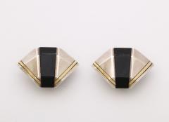  Cartier Cartier Geometric Sterling Onyx and 18 k Gold Clip Earrings - 3432292