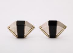  Cartier Cartier Geometric Sterling Onyx and 18 k Gold Clip Earrings - 3432296