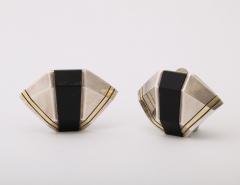  Cartier Cartier Geometric Sterling Onyx and 18 k Gold Clip Earrings - 3432297