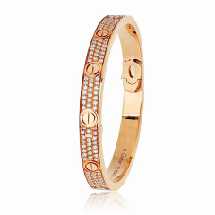  Cartier Cartier Love 18K Rose Gold Diamond Pave Size 19 Bracelet - 3950197