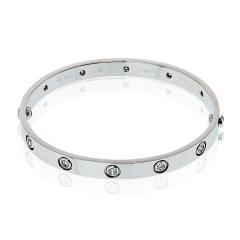  Cartier Cartier Love 18K White Gold 10 Diamonds Size 17 Bracelet - 4390898