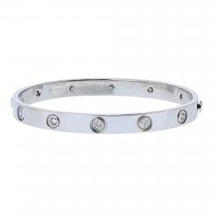  Cartier Cartier Love 18K White Gold 10 Diamonds Size 17 Bracelet - 4391766